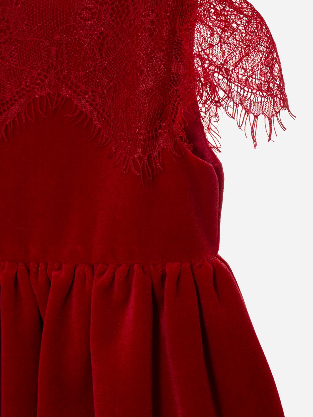 Red velvet and lace dress