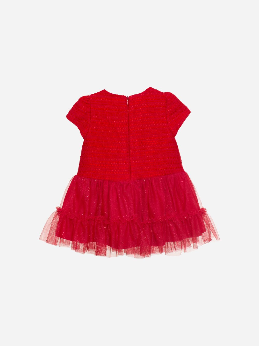 Red tweed and tulle dress