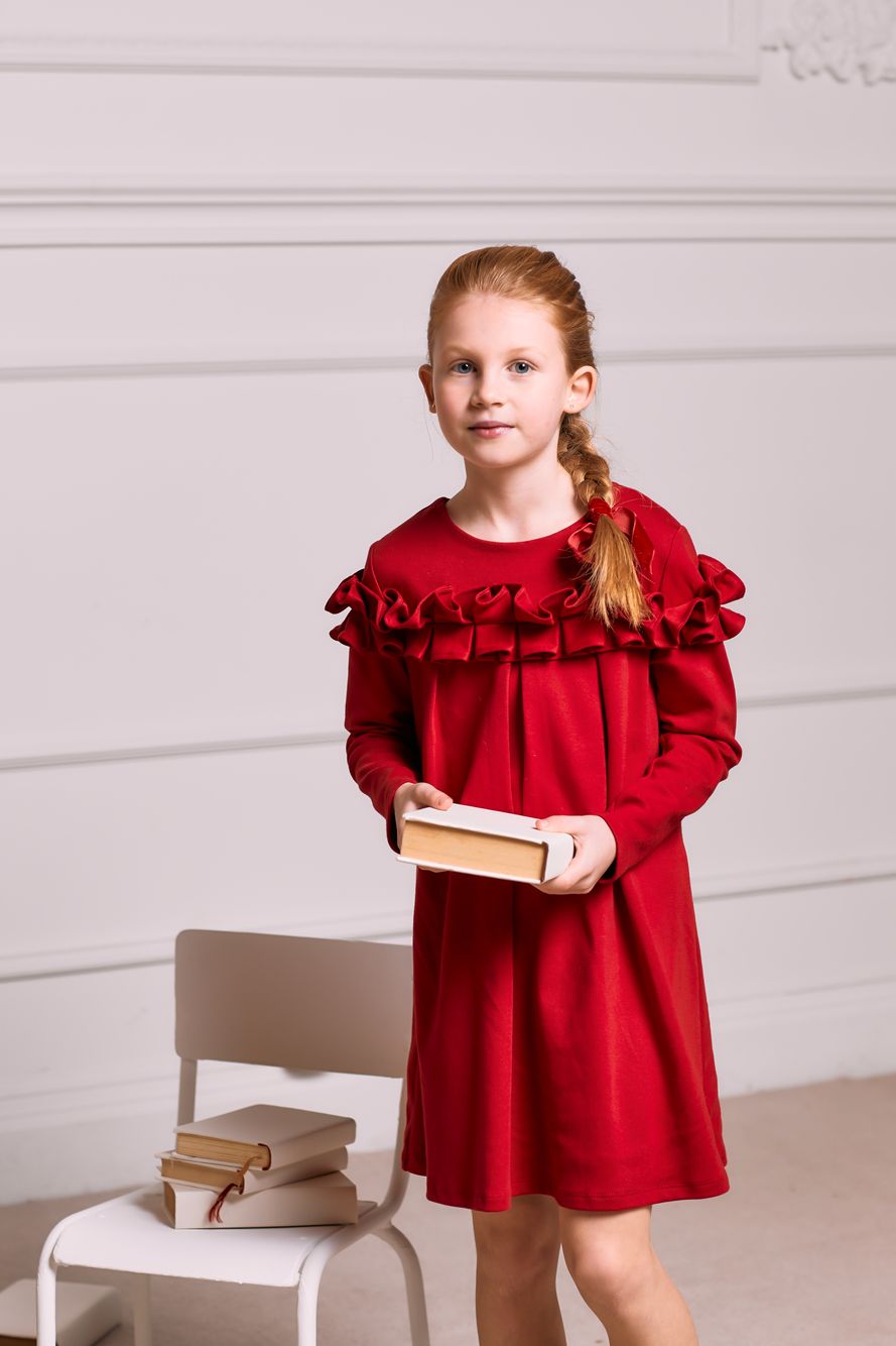 Red dress with ruffles