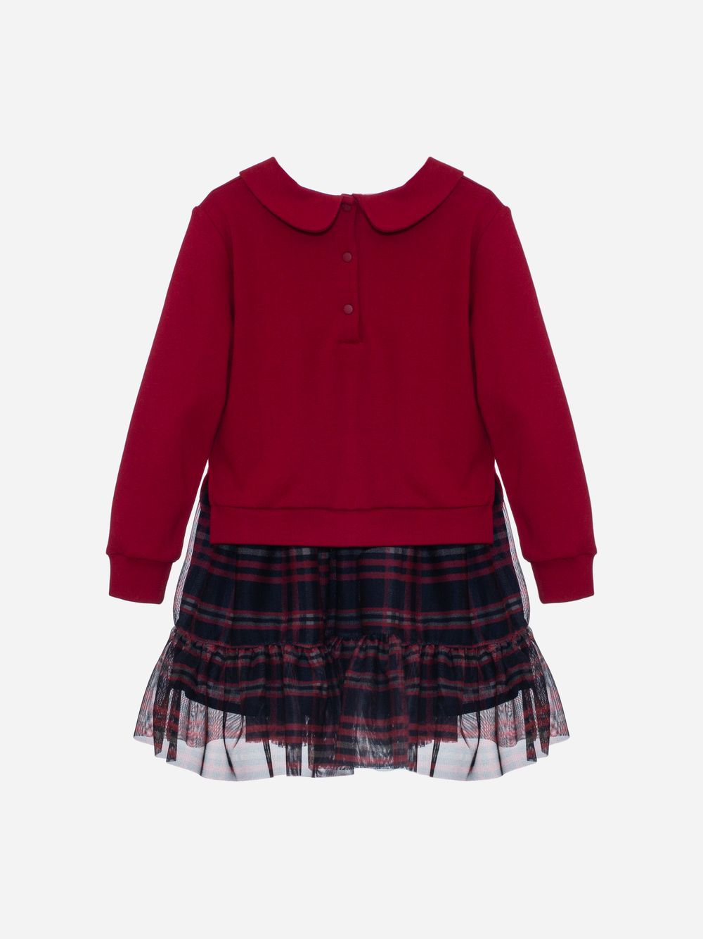 Red dress with tartan tulle skirt