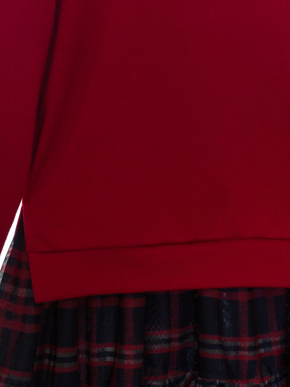 Red dress with tartan tulle skirt