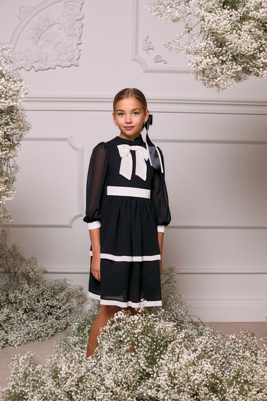 Black and ivory chiffon dress