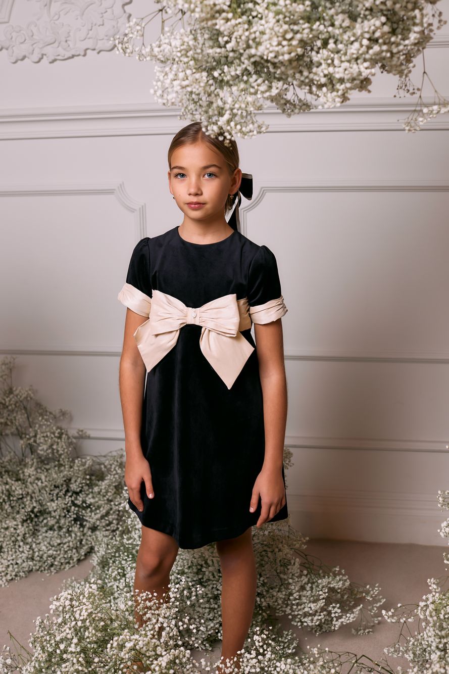 Black velvet dress with ivory dress