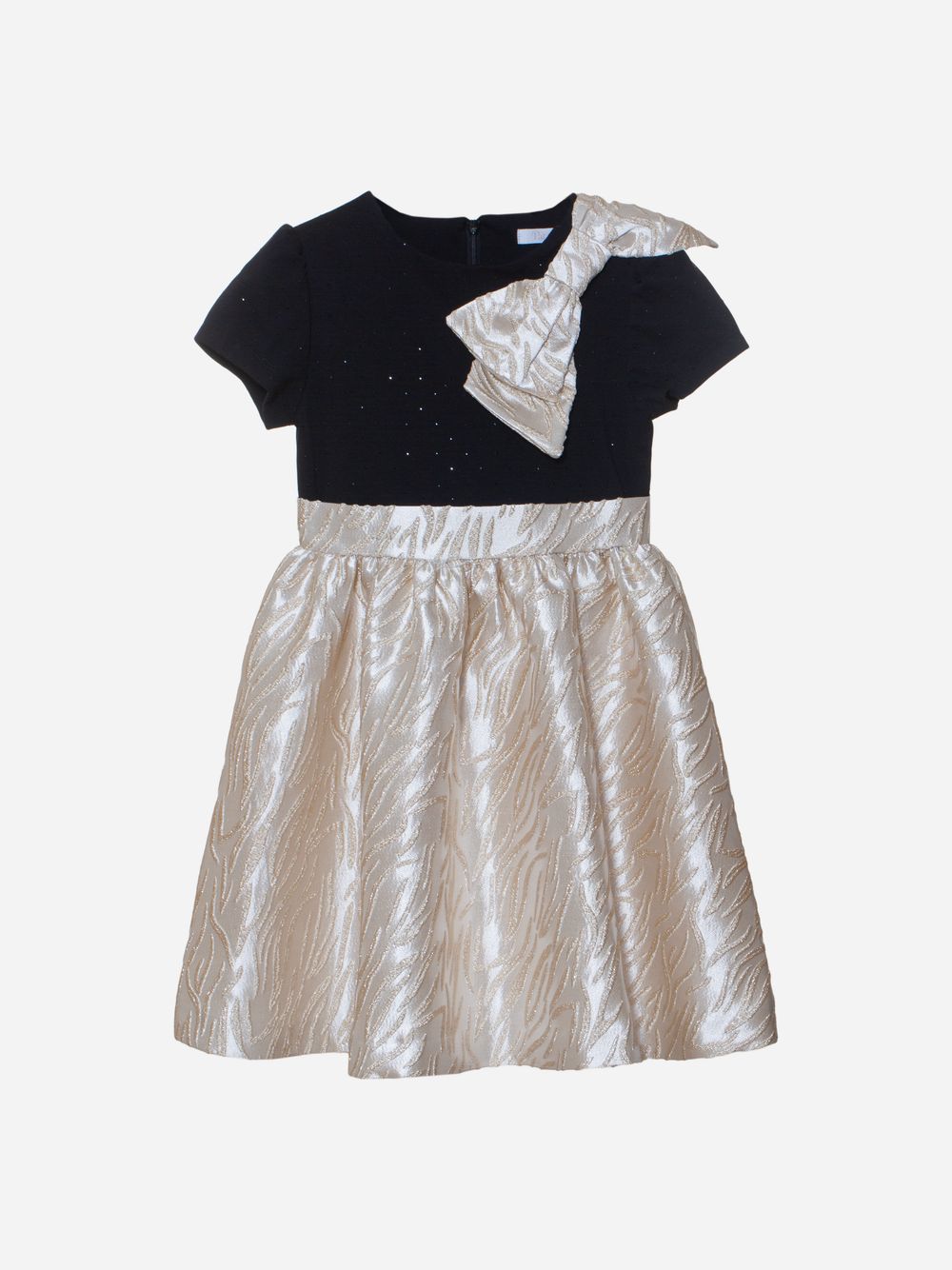 Black and gold jacquard dress