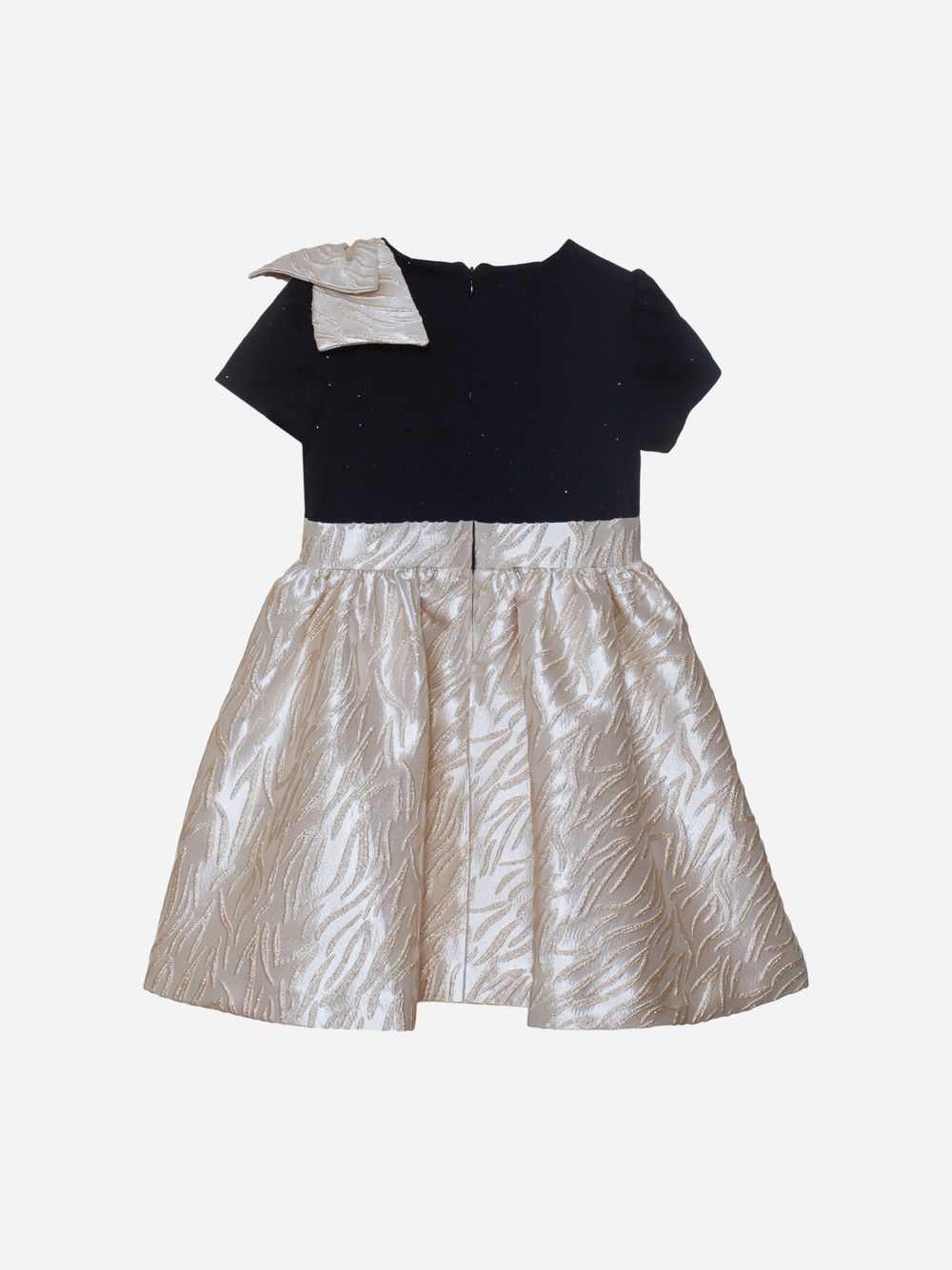 Black and gold jacquard dress