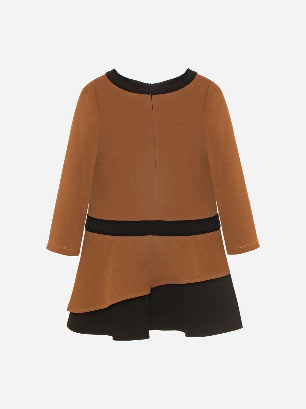 Camel and black crepe dress