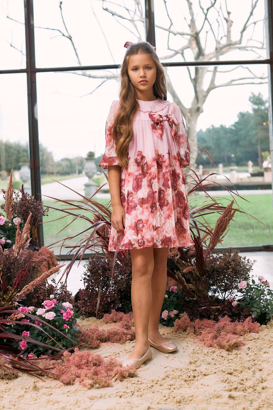 Pink roses print dress