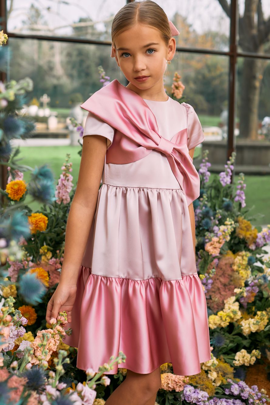 Quartz pink satin dress