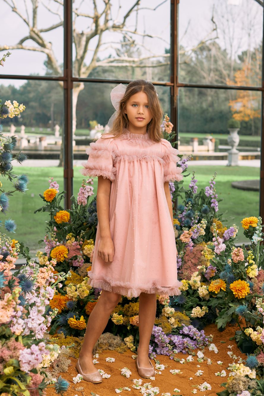 Quartz pink tulle dress