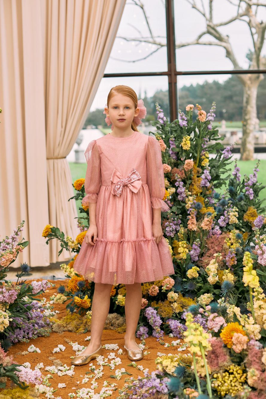 Quartz pink tulle dress