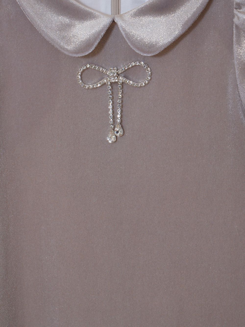 Golden velvet dress with crystal bow