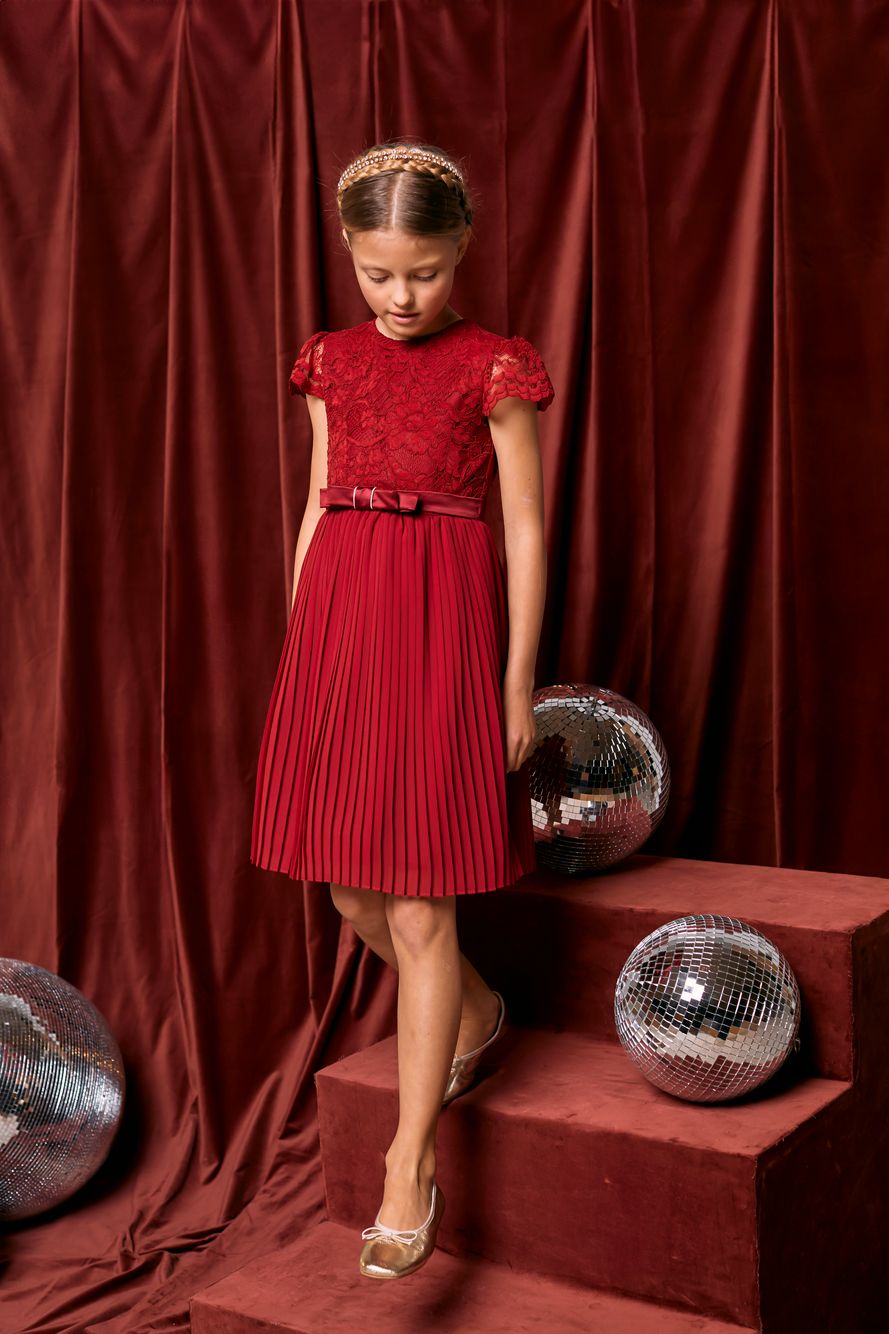 Cap sleeve burgundy dress