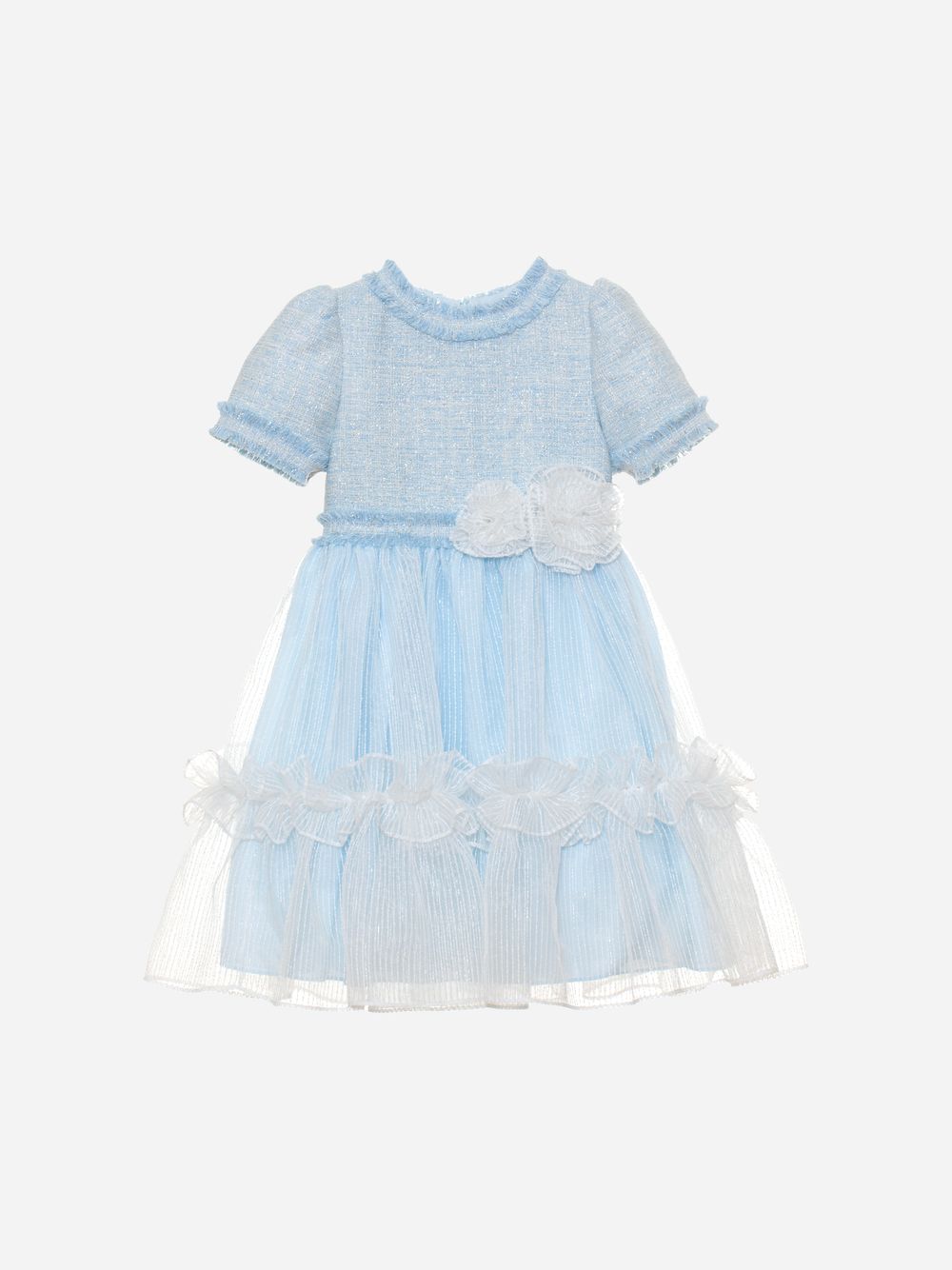 Pale blue tweed and organza dress