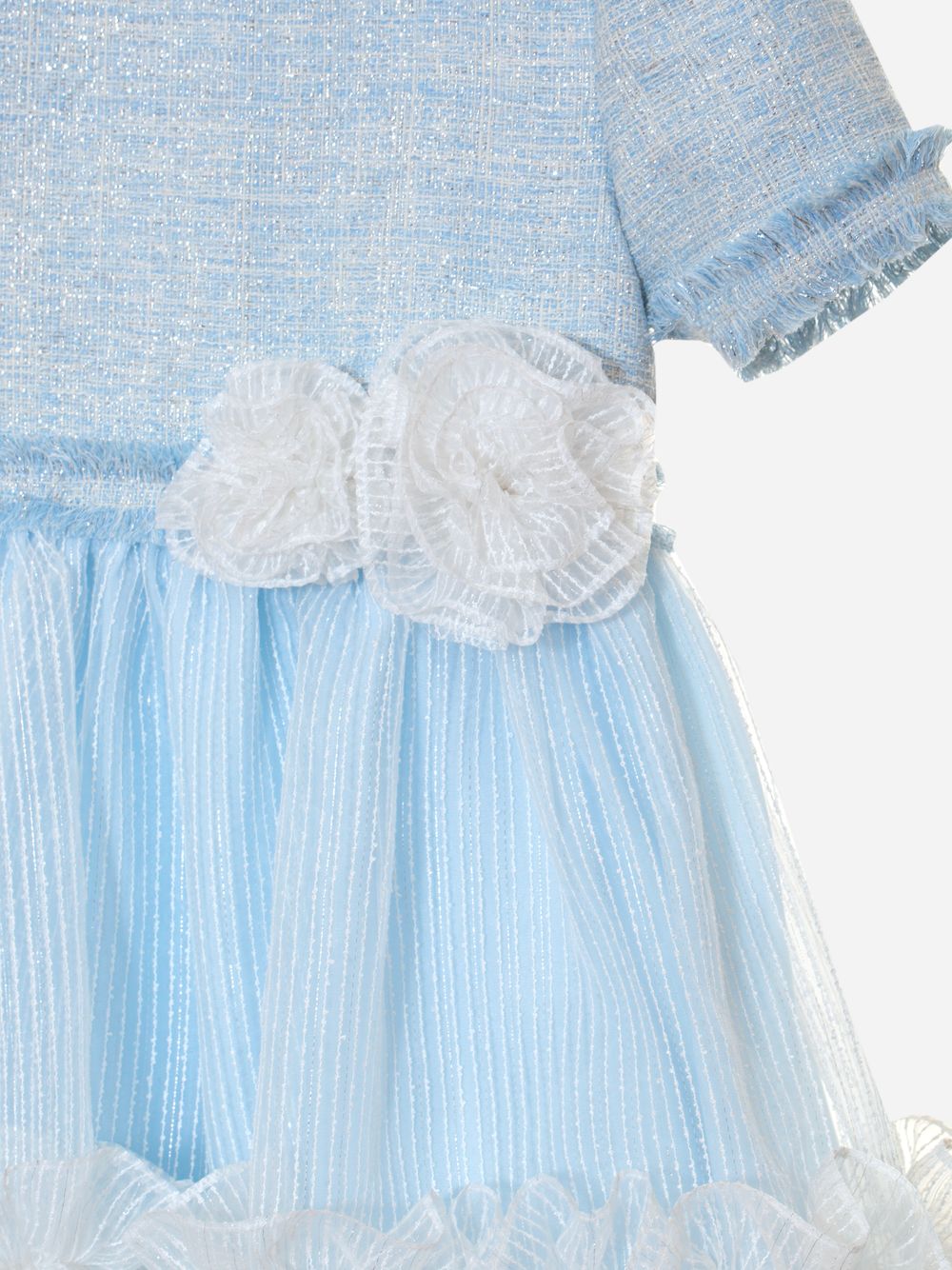 Pale blue tweed and organza dress