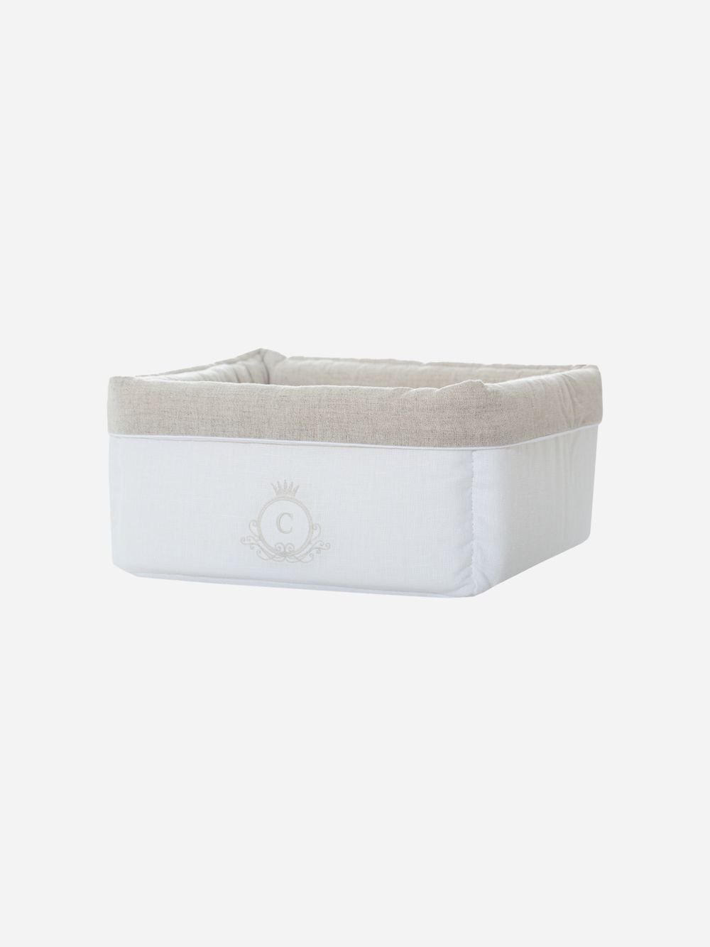 Bege/White linen basket