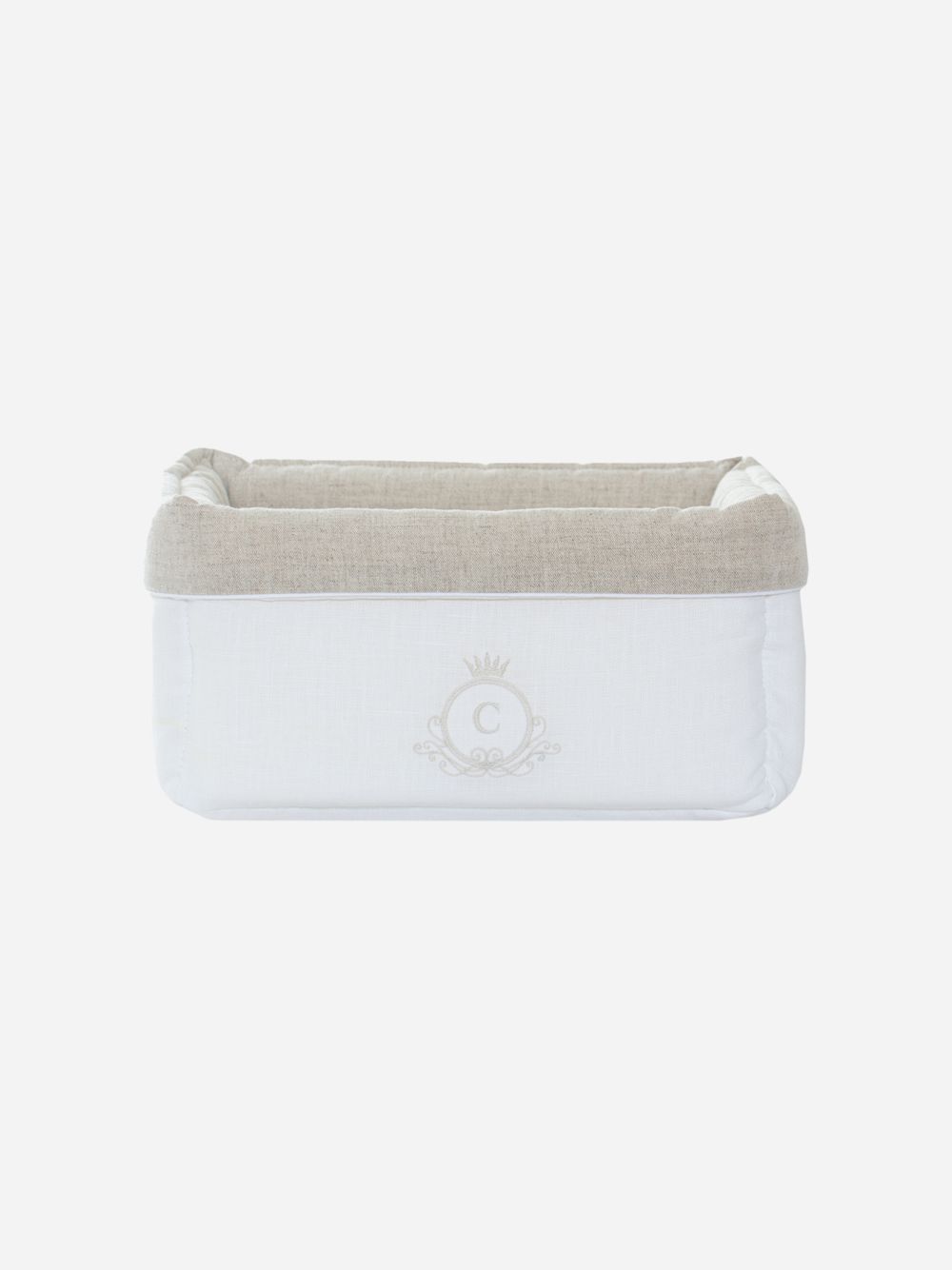 Bege/White linen basket