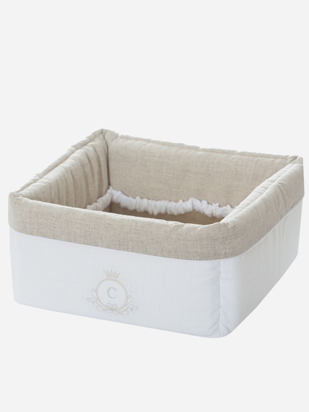 Bege/White linen basket