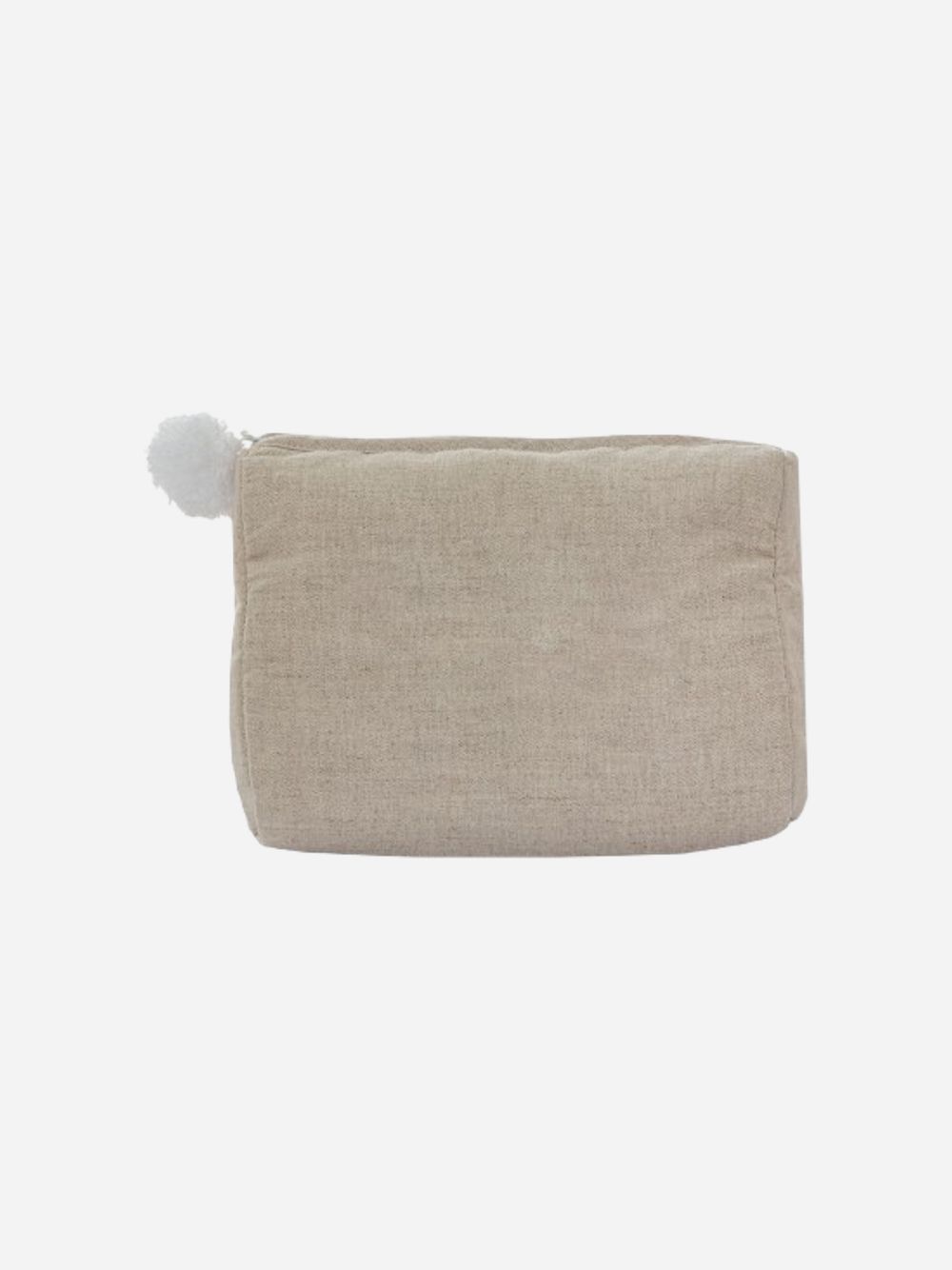 Linen bag beige with pompon and personalised embroidery