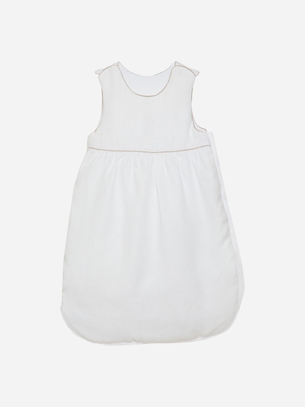 White Linen Sleeping Bag with Personalised Embroidery