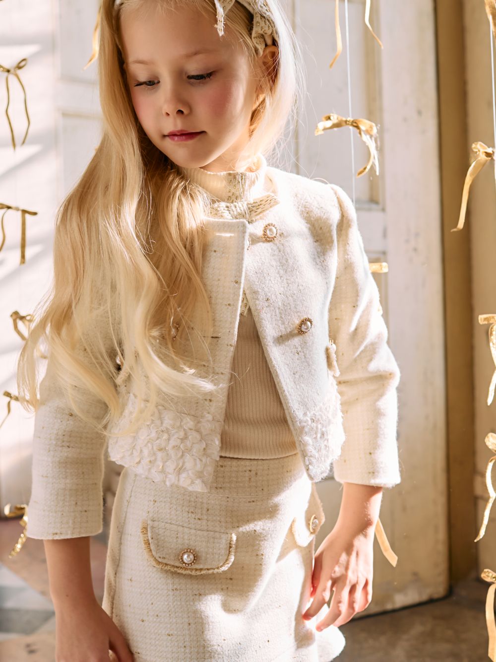 Ecru and gold lurex jacket