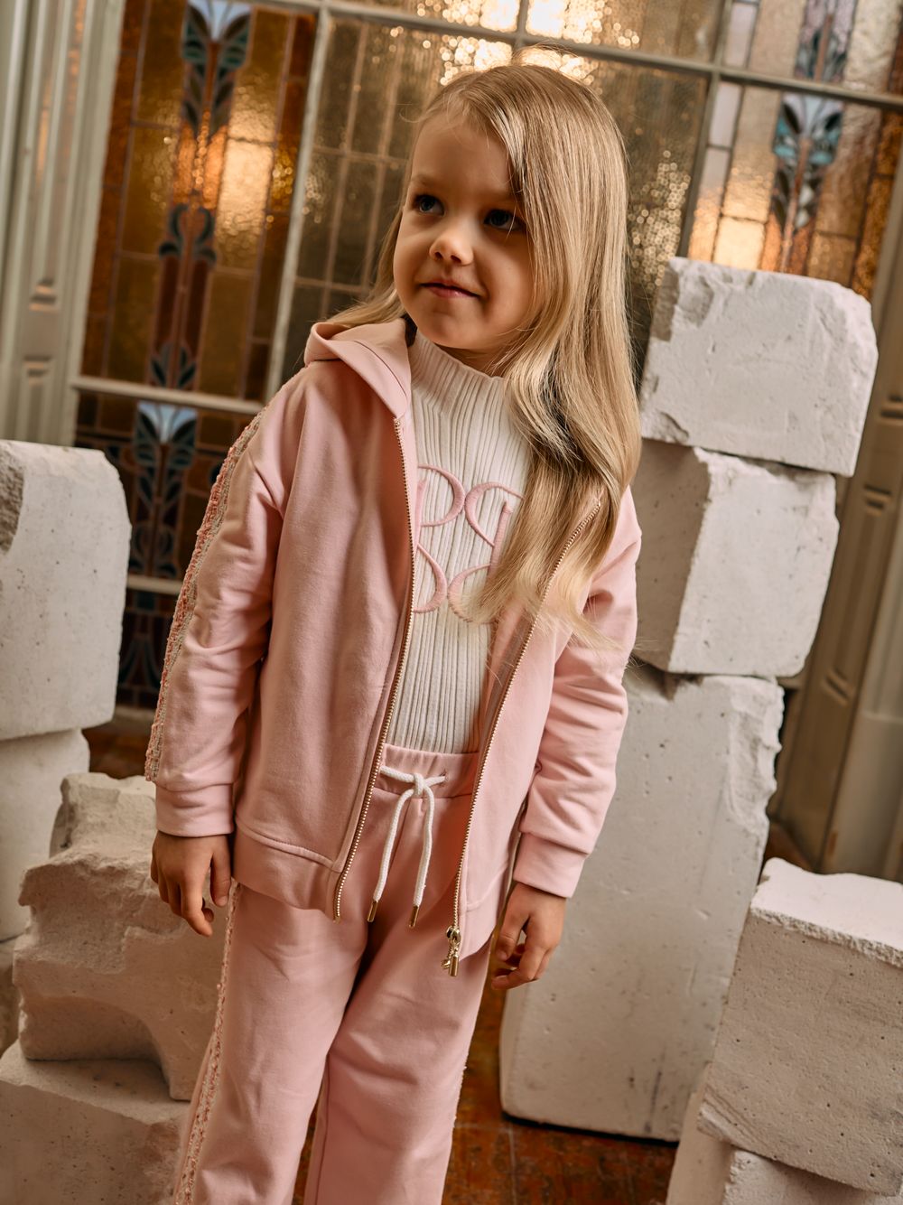 Pale pink hooded jacket