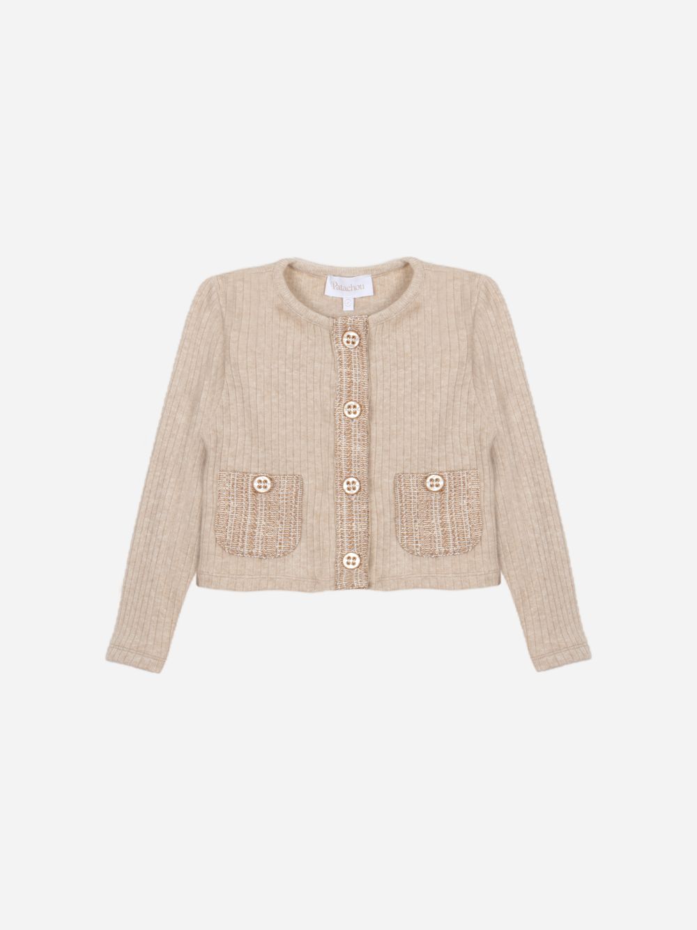 Beige rib jersey cardigan