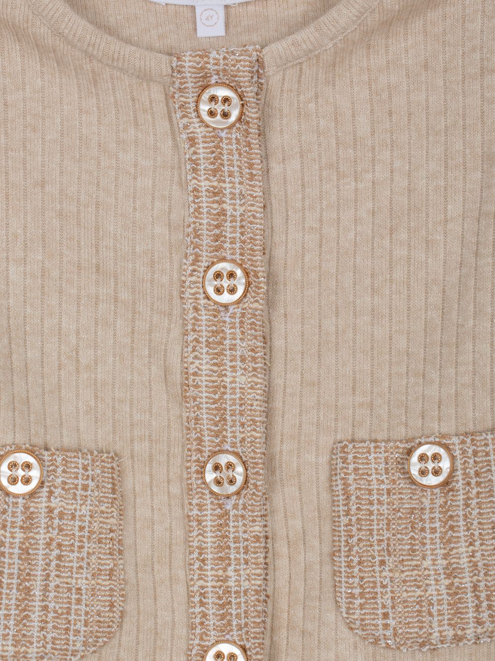 Beige rib jersey cardigan