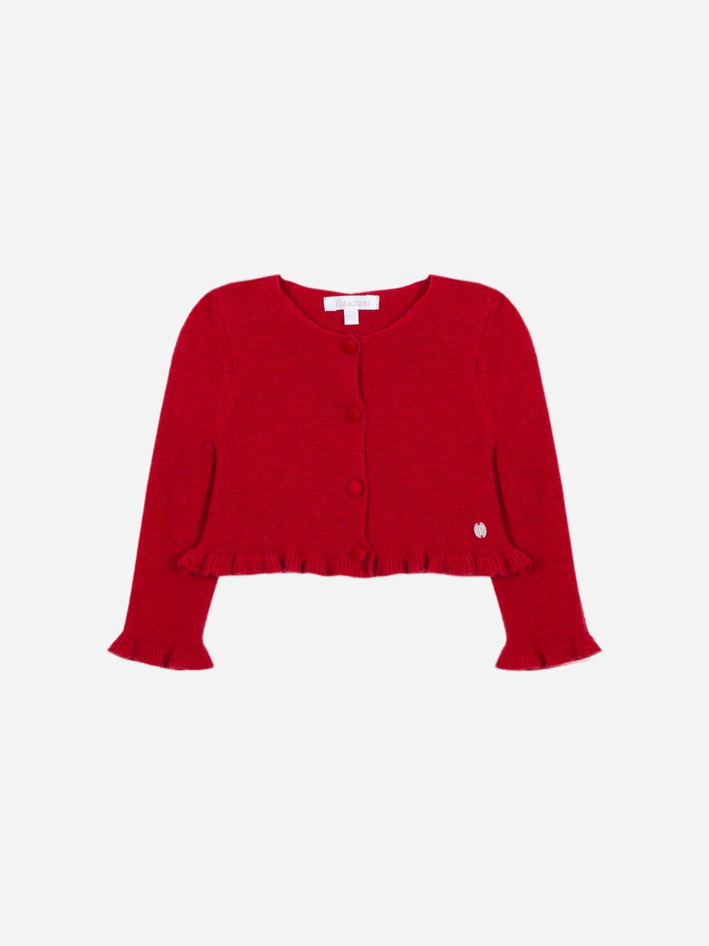 Red knit cardigan