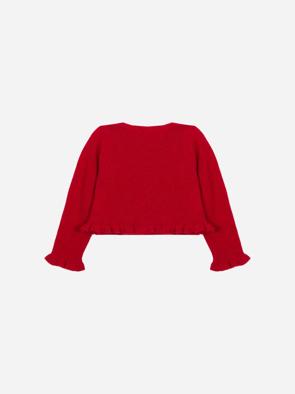 Red knit cardigan