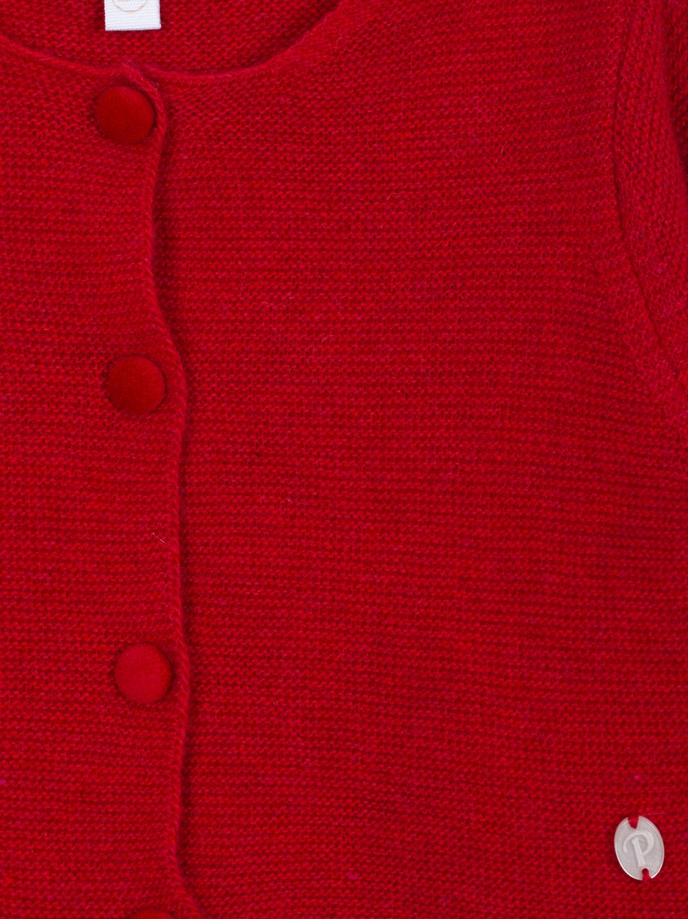 Red knit cardigan
