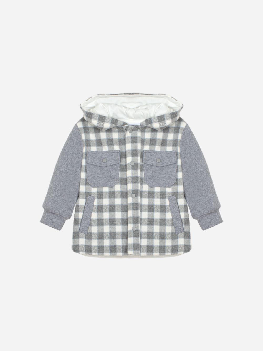 Grey and ecru check overshirt