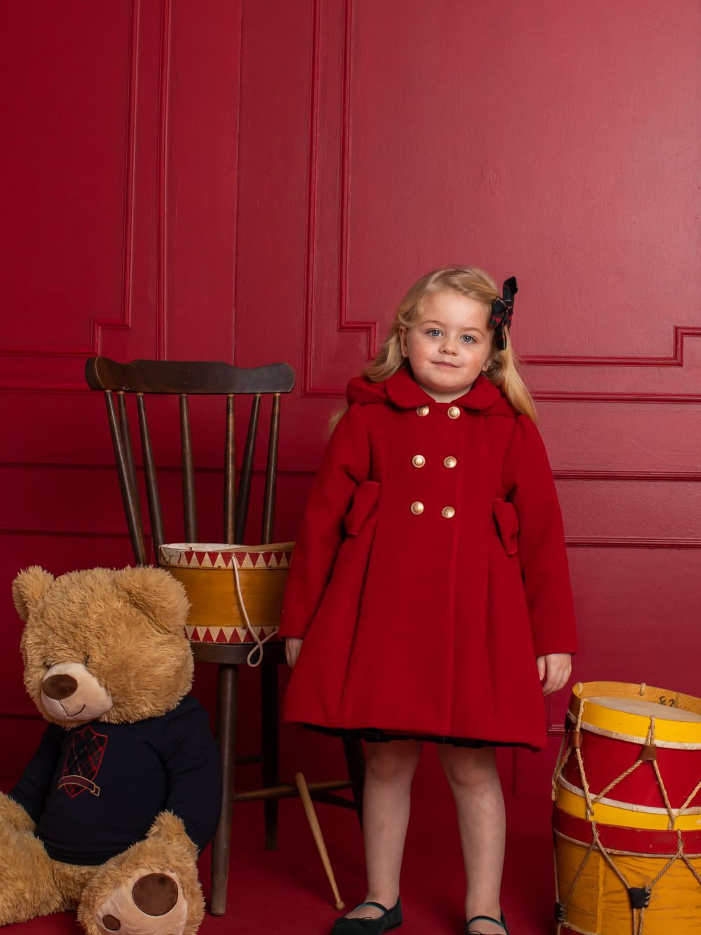 Red twill hooded coat