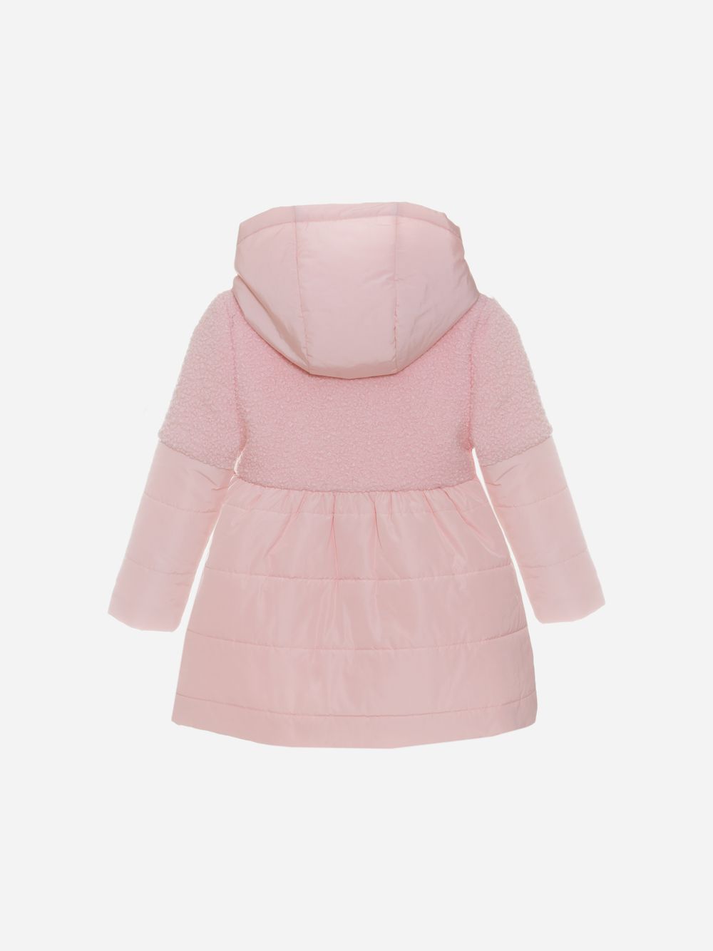 Pink microfibre and bouclé raincoat