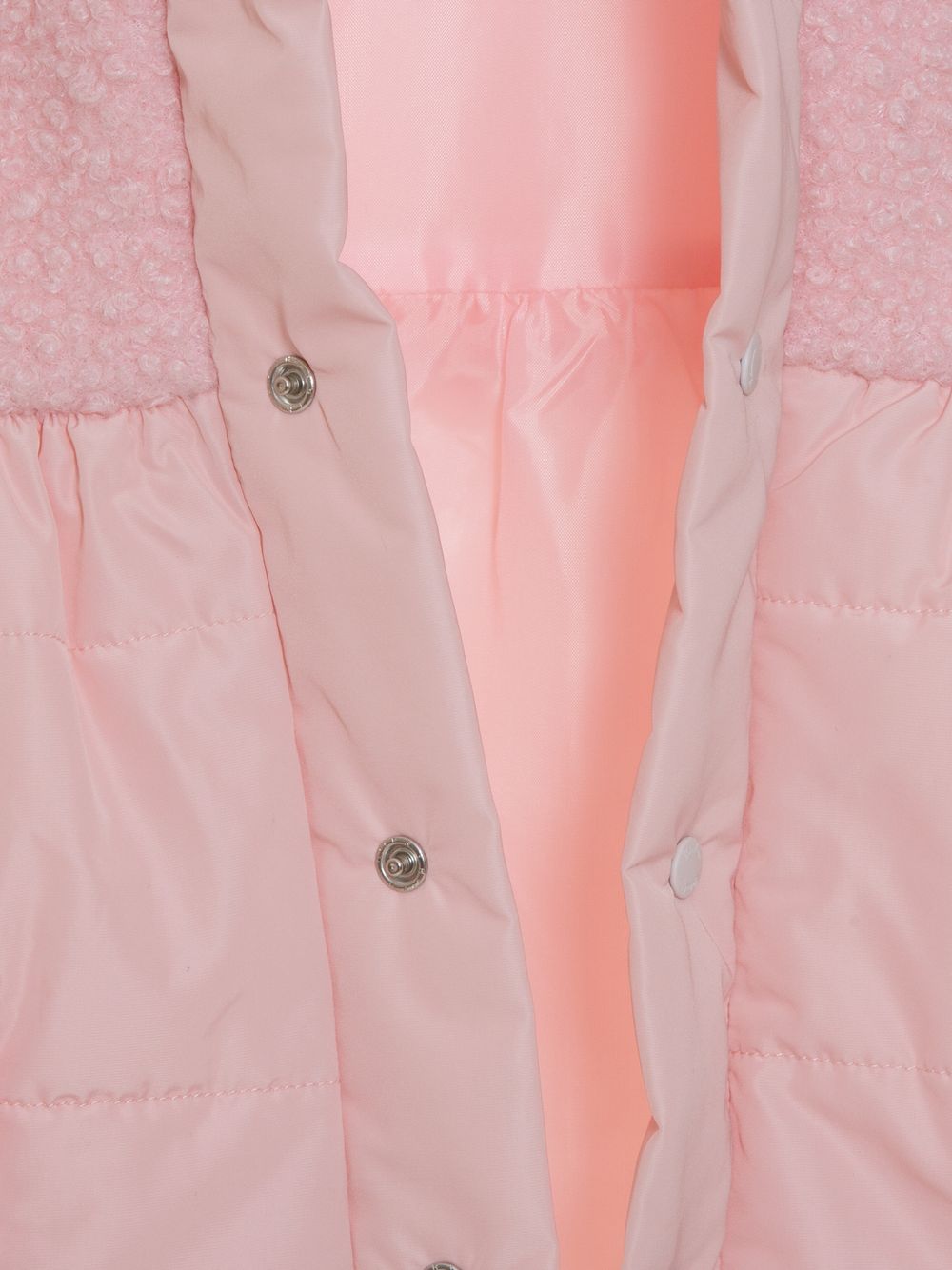Pink microfibre and bouclé raincoat