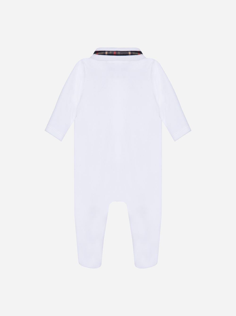 White babygrow with tartan trims
