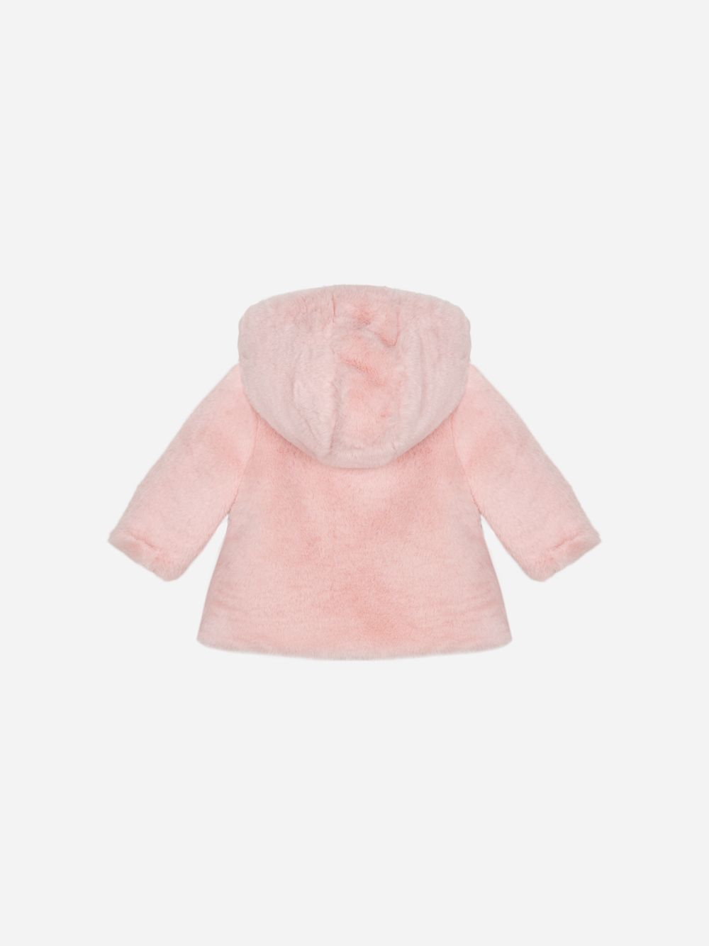 Pink faux fur hooded coat