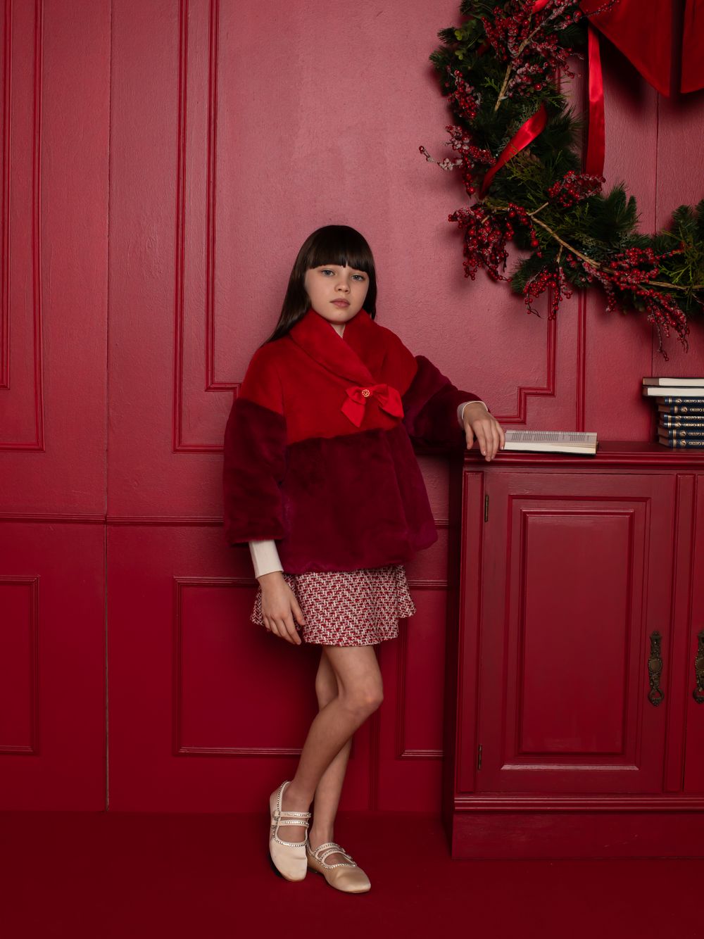 Red fur coat