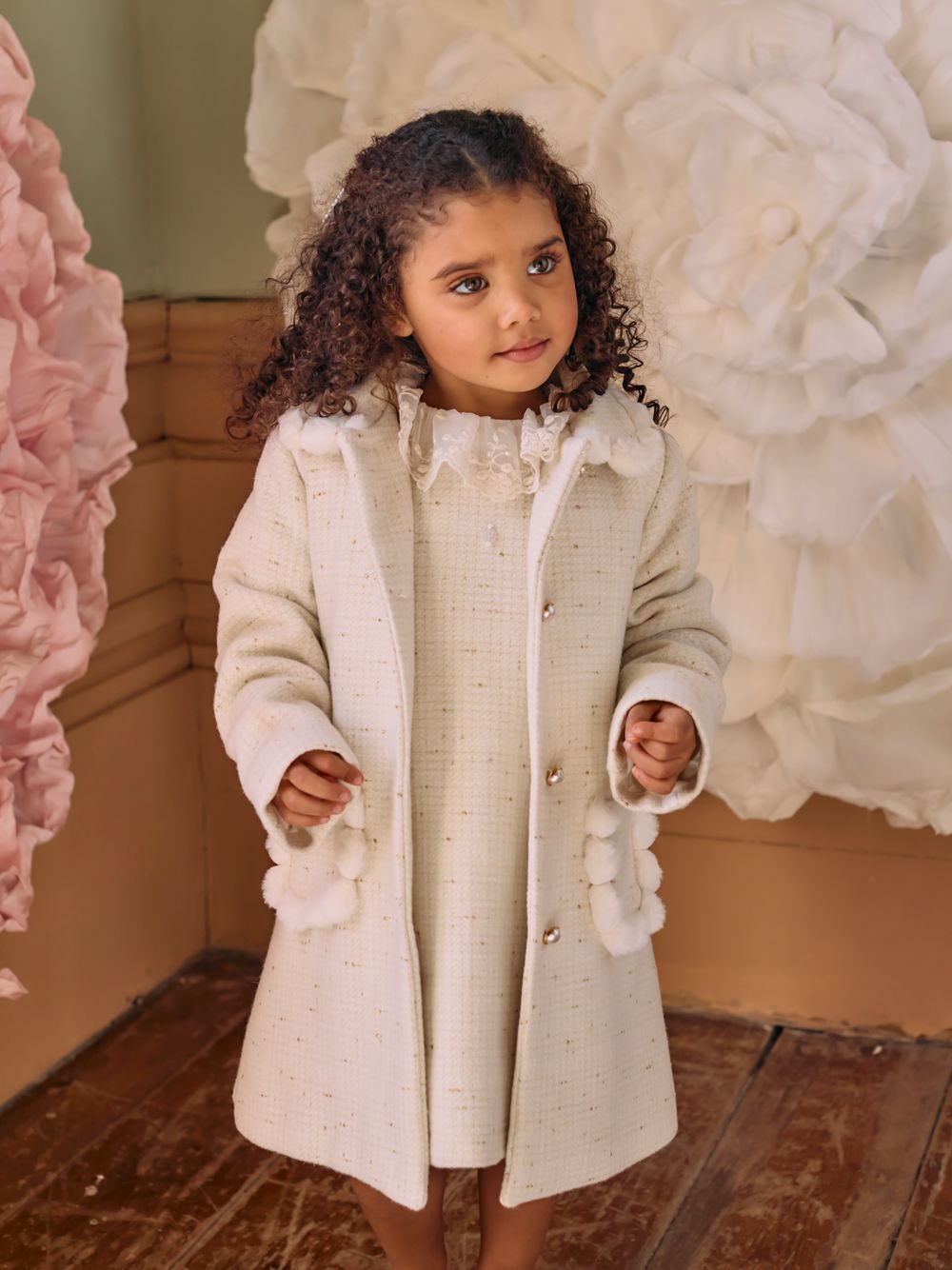 Ecru tweed coat