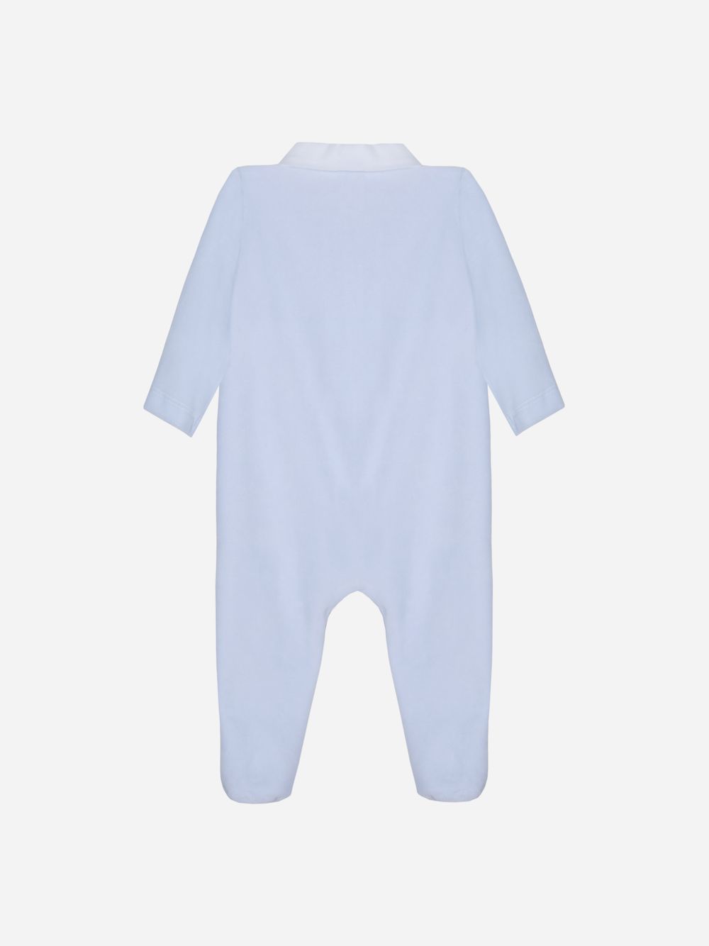 Light Blue velour collared babygrow