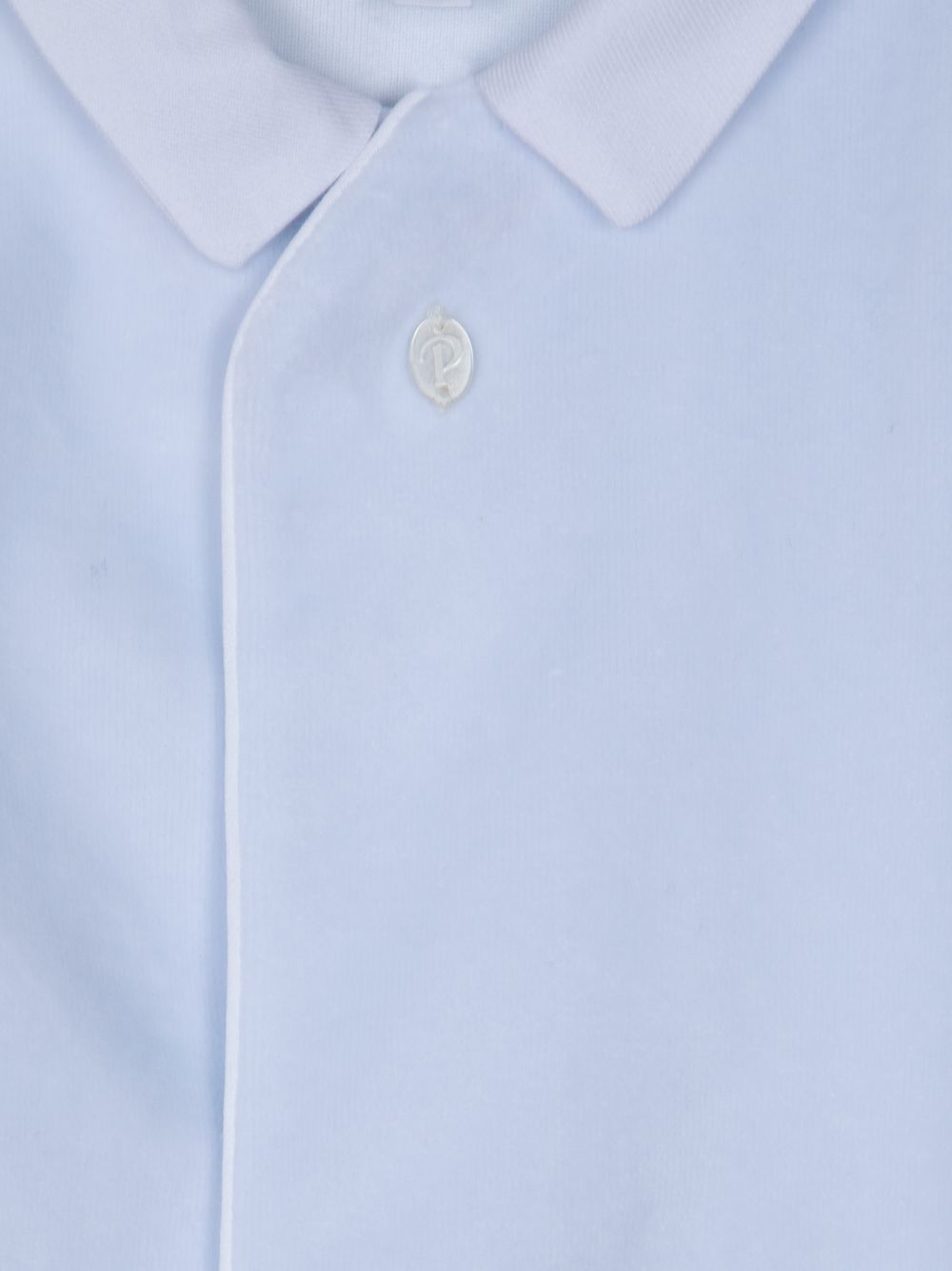 Light Blue velour collared babygrow