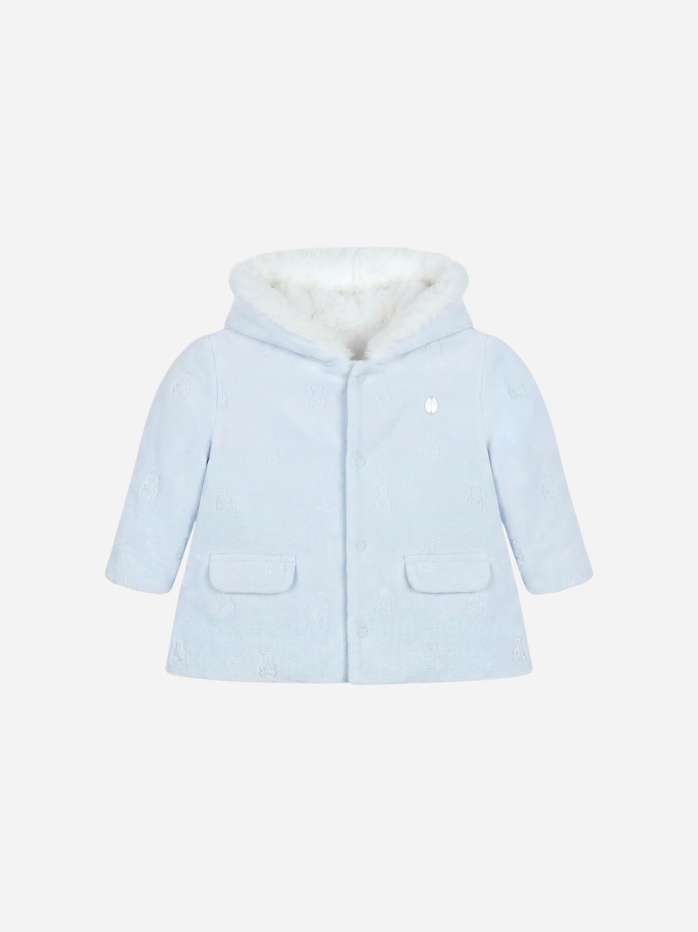 Light Blue velour bear coat with sherpa hood