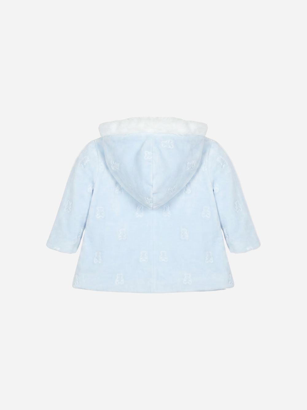 Light Blue velour bear coat with sherpa hood