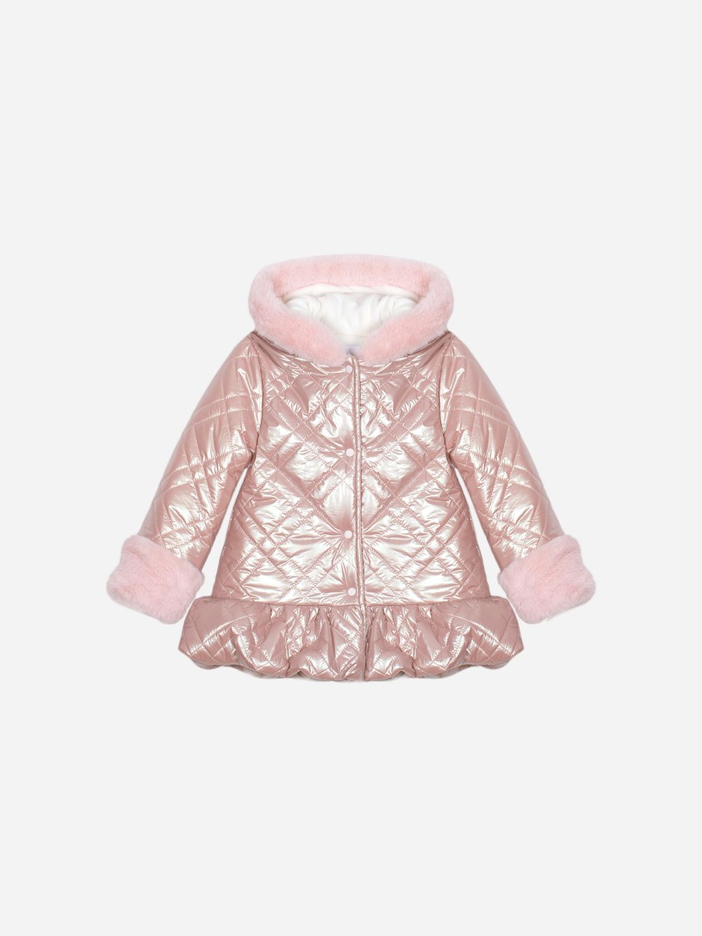 Pale pink metallic quilted coat