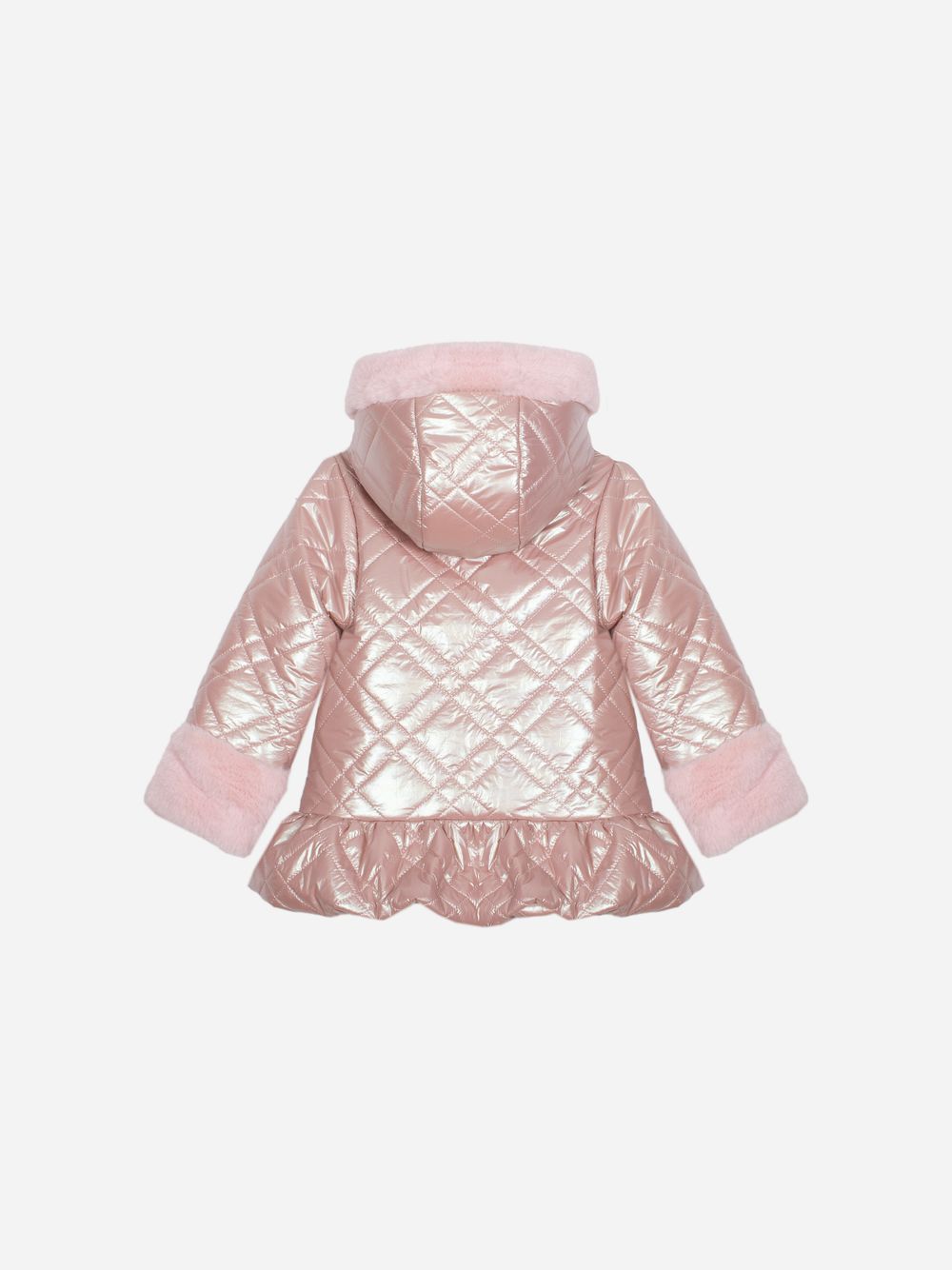 Pale pink metallic quilted coat