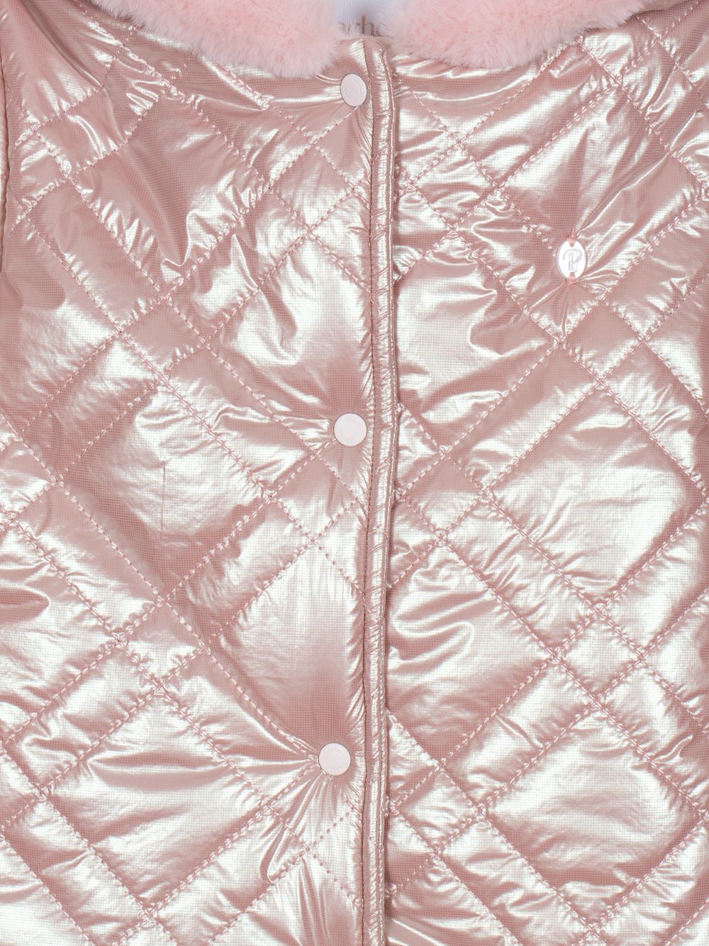 Pale pink metallic quilted coat