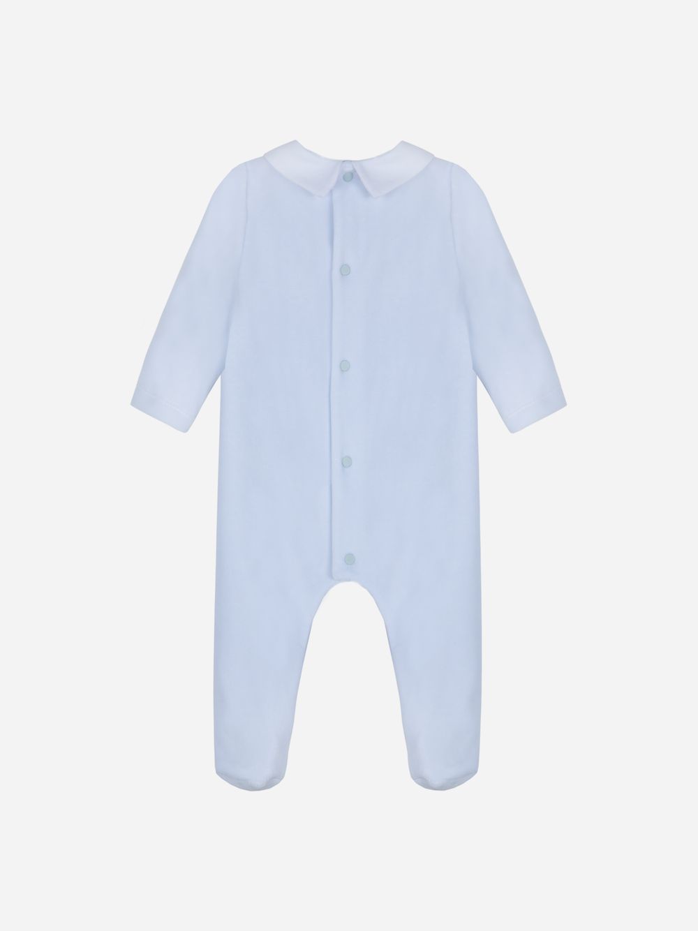 Light Blue velour collared babygrow
