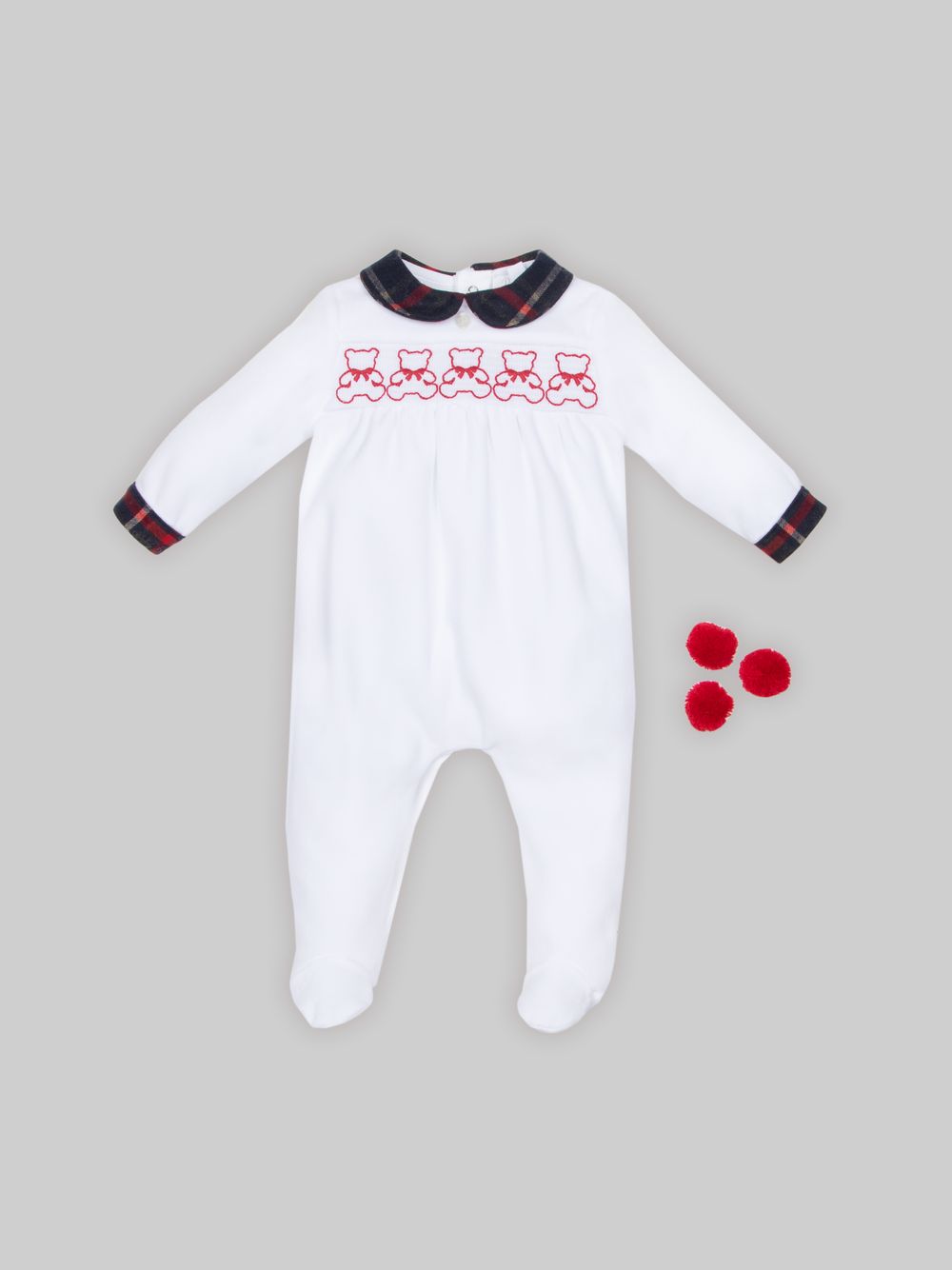 Bear and tartan babygrow
