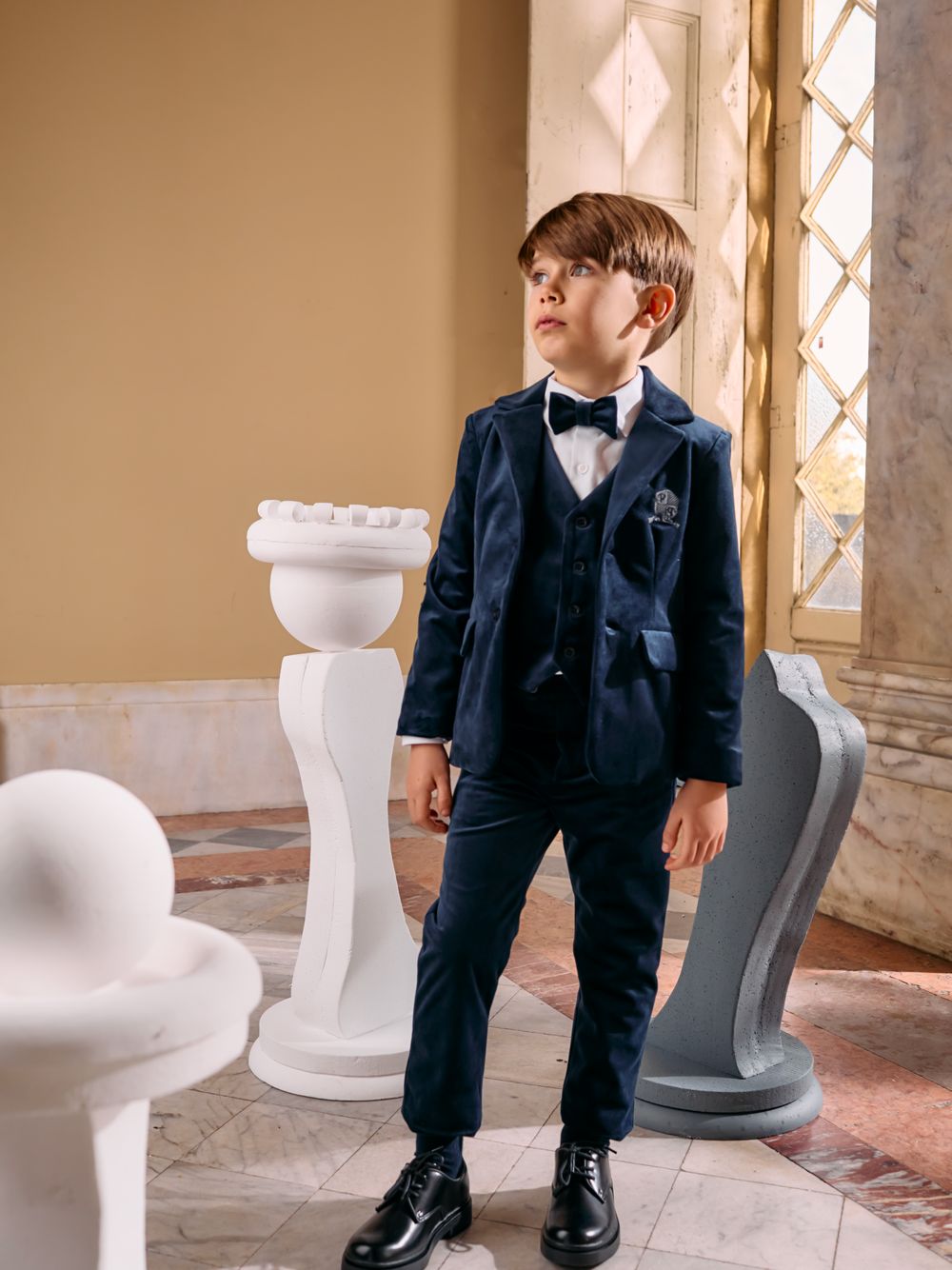 Navy Blue velvet blazer for boys