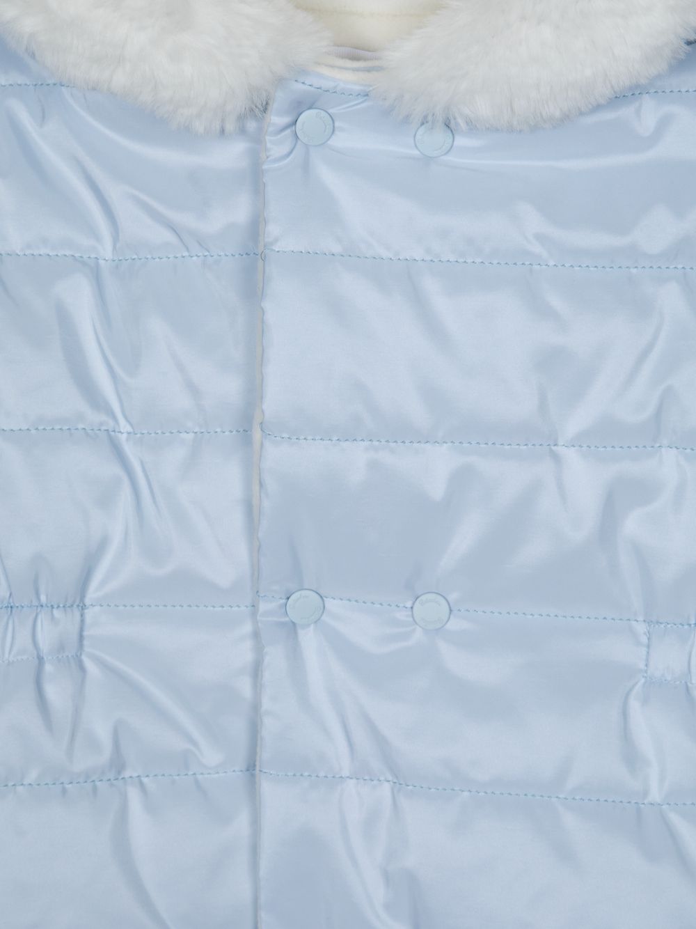 Light Blue microfiber snowsuit with fur hood
