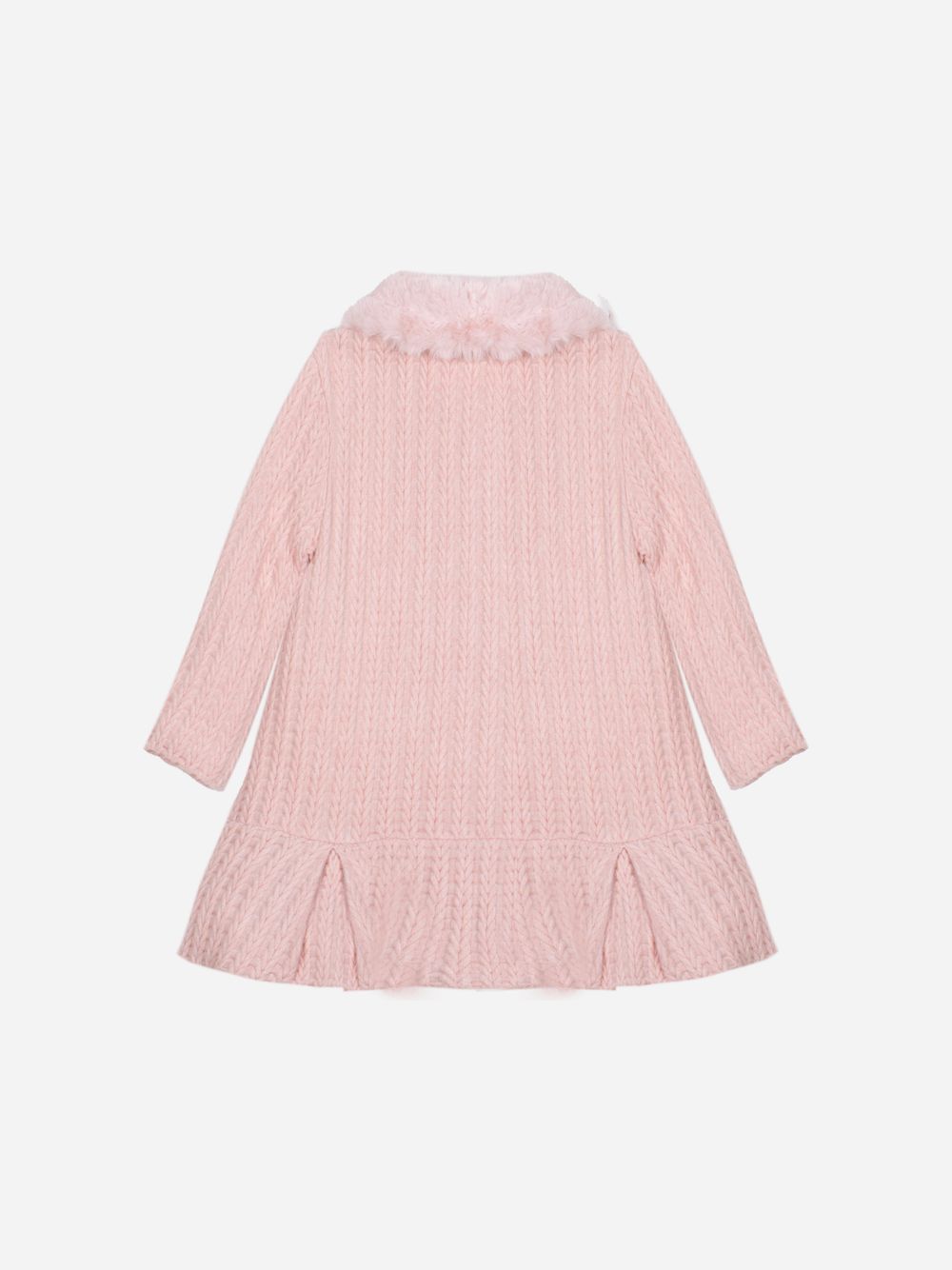 Pale pink textured knit coat